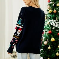 Ženski božićni džemper pulover snjegović debeli džemper gornji, tamno plavi xl