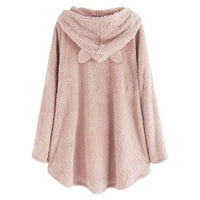 Duksevi za teen djevojke - dugački dugi rukav jesenski pulover modni plišani print ružičasti kapuljač