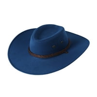 Mens Fau osjetio je zapadni kaubojski šešir Fedora na otvorenom sa širokim snopom sa strapom Western Outback Hat