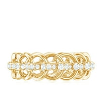 Moissna lanac veze vječni prsten za žene, 14k žuto zlato, US 3,00