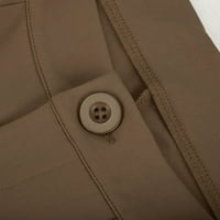 Visoke čekinske hlače za žene za žene Ljeto dugme sa zatvaračem Elastične struke duge pantalone Khaki