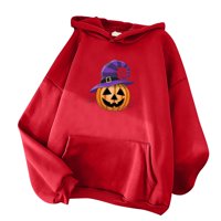Yubatuo Ženska paušastirsku kožesnije Halloween Print Plišani pulover s kapuljačom s kapuljačom dugih