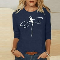 INLEIFE ŽENE T-majice rukavi modni ispisani labavi srednji duljina ženska tri četvrtina rukava za bluzu na otvorenom