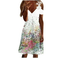 Ženska haljina kratki rukav cvjetni patchwork tiskani čipka za pražnjenje Lady Spring Summer Hawaii