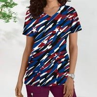 Ženska majica s V-izrezom kratki rukav 4. jula D radne nošene vrhove