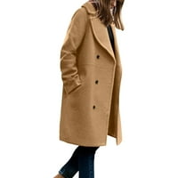 Ženska zimska vuna mješavina srednjeg dugačkog kaputa zarez dvostruke jakne jakne