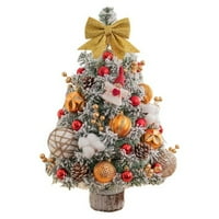 18 TABLETOP mini božićno stablo sa LED svjetlima, crvenim zvijezdama i ukrasima božićnih drva za DIY