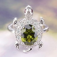 Lowrofile prstenovi za žene djevojke Sterling srebrna kornjača zelena opal kornjača nakit dugovječnoj