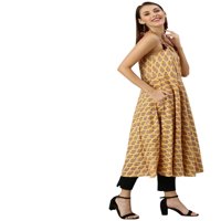 Eloria je otisnula ženska modna modna moda Dužina koljena Anarkali Design Kurti haljina