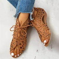 Sandale Ženske ženske dame casual retro klinovi patentni zatvarač izdubljene cipele