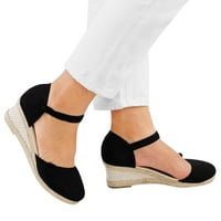 DMQupv Tan sandale za žene ravne klince okrugle prste casual sandale pojedinačne cipele Vintage sandale