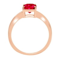 2.5ct zračenje Crveno simulirano rubin 18K ružičasto zlatne obljetnice za angažman prsten veličine 6.25