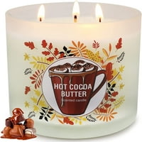 Svijeće za kućnu mirisu, velika mirisna svijeća Wicking Hot Cocoa maslaca, 14. oz Prirodni soji WA sa