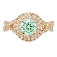 1.3ct okrugli rez zeleni simulirani dijamant 14k žuti zlatni godišnjički angažman halo prstena veličine