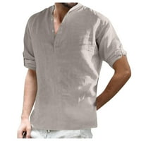 Elaililye Fashion Božićni muški košulje Henley Solid Print majica Casual gumba Dugi rukava Bluza