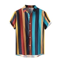 Ležerne modne majice MENS modna casual check strink Print Short rukav gumb Okrenite košulju