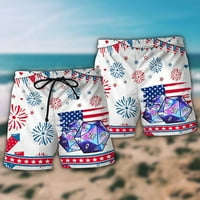 Kpoplk Muške američke modne prozračne ploče na plaži Kratki kratkim dizajnom Američka zastava Swim trunks