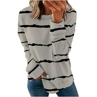 Duksevi za žene Jesen moda, casual crewneck pulover s dugim rukavima Stripe Print Split Tanki bluze