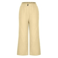Qiaocaity ljetne hlače za žene plus veličine labavo pamučne posteljine kaišne hlače casual široke pantalone