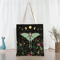 Fantasy Butterfly platnena torba, sa dizajnom uzorka ispisanim za žene Kupovina, tota za višekratnu upotrebu, plaža College Black Tote