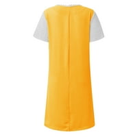 Ljetne haljine za žene s kratkim rukavima za tisak cvjetni uzorak čipkani haljina V-izrez midi fit i