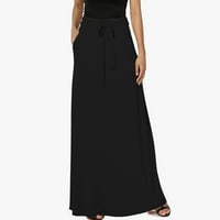 HOKSML PLUS size suknja, ženska modna džepa u boji elastična struka povremena suknja za gležanj