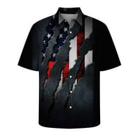 Muški patriotski četvrti julske majice Okrugli ovratnik Havajski džep za ispis Cardigan Dugme Majica