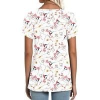 Majice za žene Ljeto kratki rukav Ispis V-izrez Loose Majica Casual BluZA Phops za žene Bavite se klirensom