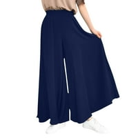 Ženska modna solidna boja viseći struk crtajte Ležerne duge hlače Žene casual pantalone Plave s
