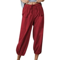 Eashery Womens Capri hlače casual pantalone Podesive salone za salon opuštene fit joga hlače Ženske