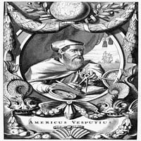 Amerigo Vespucci. Nitalian Navigator. Line graviranje, 1673. Print poster by