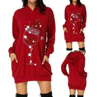 Meka majica Žene Crvene ženske torbe Hoodie Print Pocket Hoodie Modna haljina Modna ženska bluza XXL