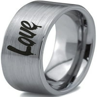 Volfram kappiranje ljubavne tipografije pisnog prstena za prsten za muškarce Žene Udobne fit sive ravne