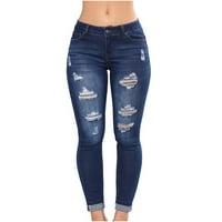 Frostluinai traperice Trane hlače za žene čišćenje Ženske ležerne modne traperice Hlače rupe Jeans džepovi