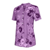 Vremenska pahuljica ljetnih vrhova za žene kratki rukav splitske majice Cvijet Ispis Elegantne bluze