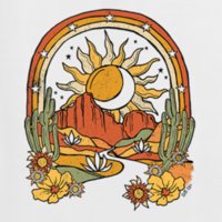 Divlji bobby avanturistički sunce sa kaktusom u pustinji s cvijećem i duginom vintage unise point-crewneck