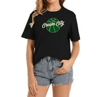 Krema City Retro Vintage Milwaukee Basketball Wisc Fun i Modni grafički majica za žene - ljetno bitno