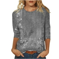 Atinetok Ženske košulje Plus Veličina Vintage Graphics Loot Fit Lagan pulover Tee Tors Ljetni rukav