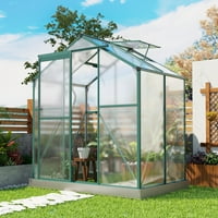 Nadograđeni na otvorenom 6,2ft WX4.3FT D Greenhouse, u šetnjoj polikarbonatu staklenika sa prozorima i bazom, aluminijski hobi staklenik sa kliznim vratima za vrt, dvorište, zeleno