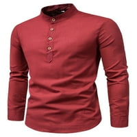 Avamo Muškarci Tunički košulja dugih rukava Henley vrat Redovna fit bluza Muški obični poslovni vrhovi
