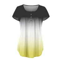 Ženske vrhove plugane bluze s kratkim rukavima s kratkim rukavima kratki rukav, ljetni bluze žuto l