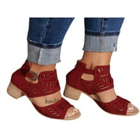 WAZSHOP ženske haljine Sandal Ladies Gladiator Block Heel Anklea Sheep Cipele