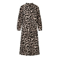 Ženska moda V-izrez Labav dugi rukav Leopard Print Duljina gležnja Duga haljina Hot6SL4488262