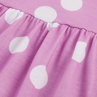 Ljetne haljine za žene polka dot v-izrez a-line dužine gležnja, haljina kratkih rukava ružičasta s