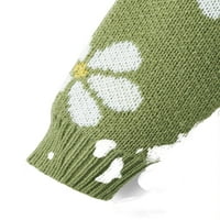 Ležerni cvjetni print v Puloveri za vrat Vojske dugih rukava zelene djevojke džemperi