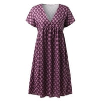 Haljine za žene plus veličine žensko Ljeto V-izrez sunčana haljina kratkih rukava polka dot srednje