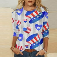 Honeeladyy prodaje američka košulja za zastavu za žene Ljetni rukavi vrhovi zaslona Dan neovisnosti