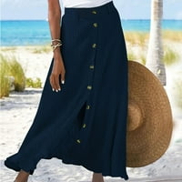 Ljeto Ljeto Summer Sidi Solid suknja Sredina struka Maxi haljina Bohemian Swing A-line gumb suknje na