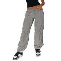 Hanas Ljetni ženski struk zatvorene casual pantalone, američki ulični duksevi elastične čvrste boje