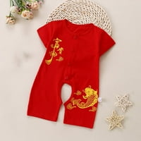 Kineska novogodišnja beba crvena romper tanka tanka kratkorođenog pamuka
